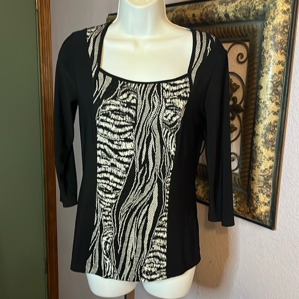 Libra Zebra Print 3/4” Sleeve Women’s Top, Sz XS
